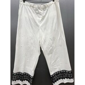 Isaac Mizrahi Live Pants 18W White Embroidery Stretch Pull On‎ Casual Party Work